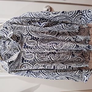 Navy and White Paisley Shirt